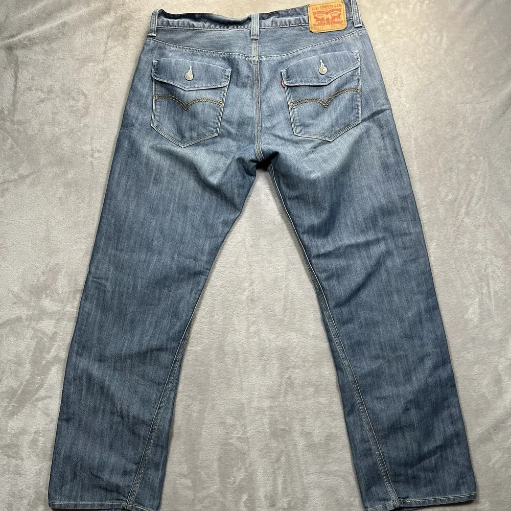 Levis 514 Straight Jeans Mens 36x32 Blue Flap Pocket Medium Wash Denim